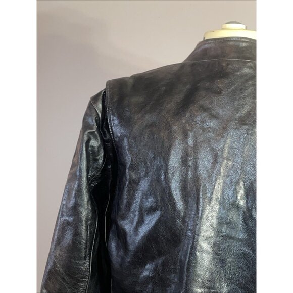 Tommy Hilfiger Mens Racing Motorcycle Leather Jacket Brown Quilted Lined Sz L - Picture 7 of 12